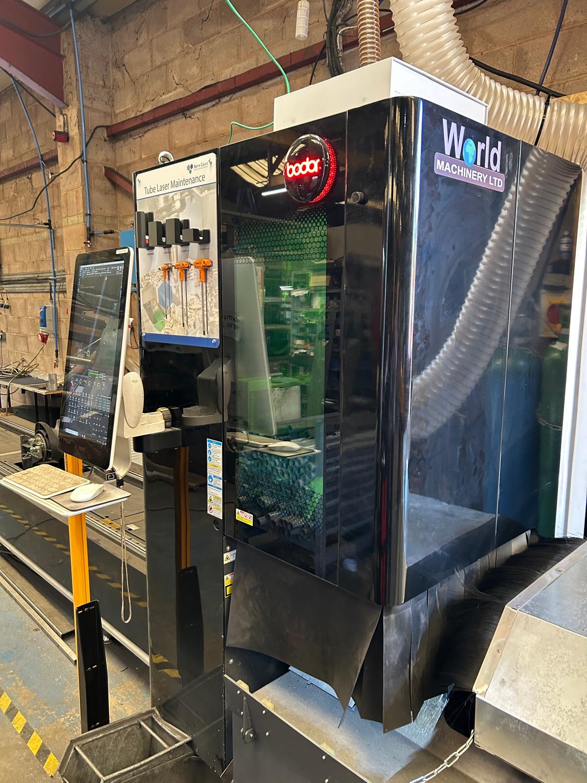 Barrs Court ToolBoard installed on tube laser machine — wide view